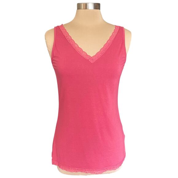 Monoreno Coral Lace Trimmed Tank Top Y2K Size Medium V-Neck Cami Fairy Romantic - Picture 2 of 9